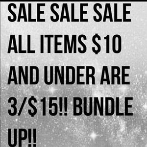 All items $10 and under are 3/15.